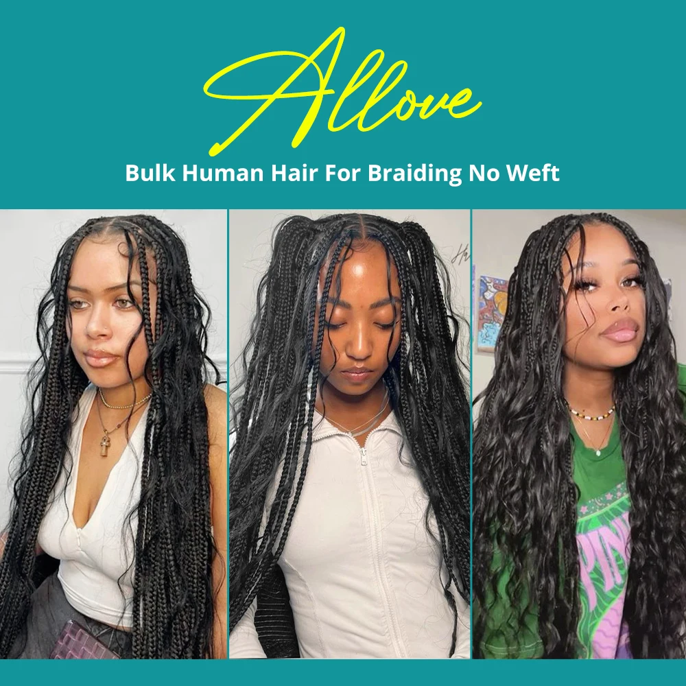 Allove Bulk Human Hair Body Wave Human Hair For Braiding 100% Unprocessed No Weft Human Hair Bulk Extensions Brazilian Remy Hair