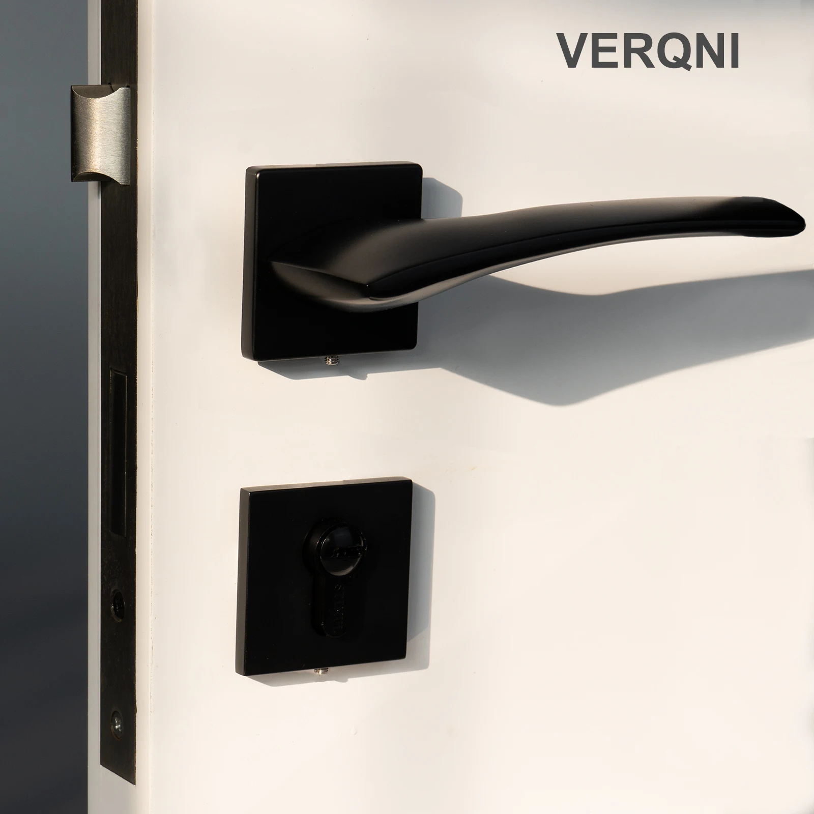 VERQNI MANIGLIE & ACCESSORI F2279 Minimalist Gold Mute Rectangle Modern zinc alloy Door Handle Lock