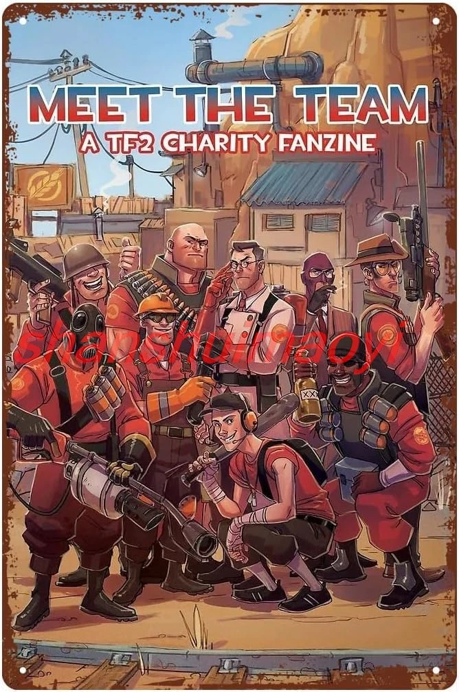 Team Game Fortress 2 Meet The Team Poster Metal Tin Sign 8