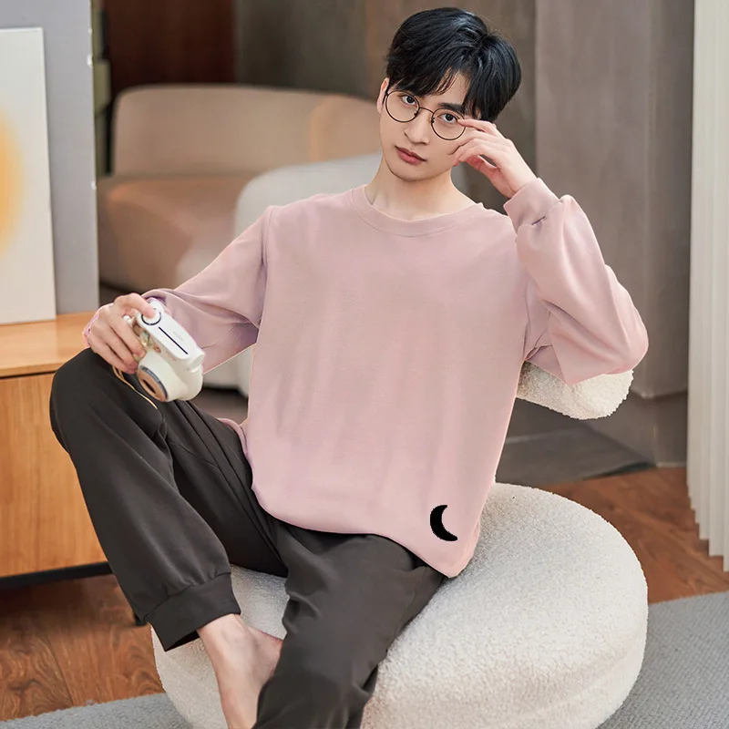 

2022 Autumn Long Sleeve Cotton Pajama Sets for Men Cartoon Sleepwear Suit Pyjamas Homewear Clothes Spring Nightwear Homme
