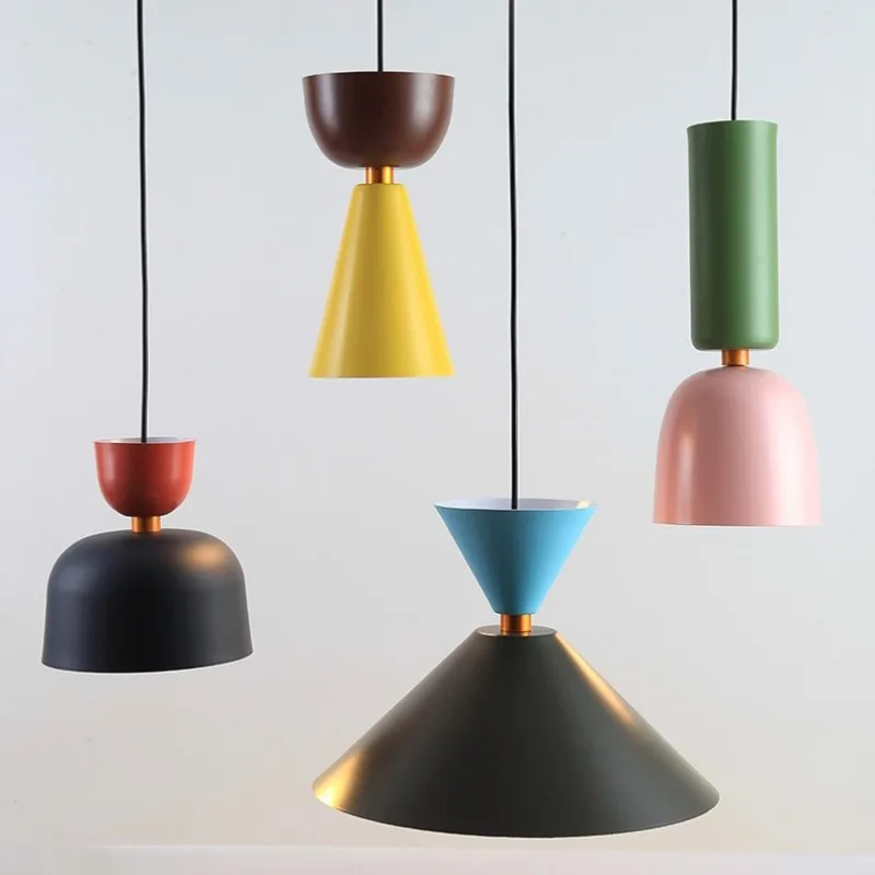 Macaron Pendant Lamp Bedroom Kitchen Restaurant Island Counter Bar Dining Room Nordic Modern  Led Light Hanging Lighting Indoor