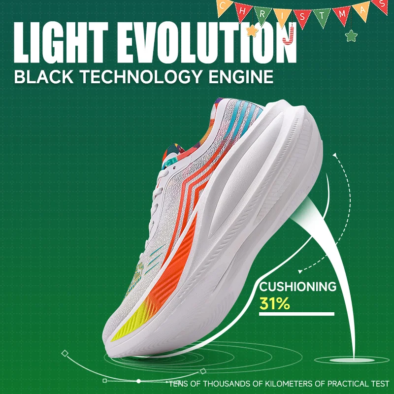 IRUNSVAN Christmas Limited Edition Nylon Carbon Plate Marathon Men's Running Shoes Outdoor Breathable Women's Tennis Shoes
