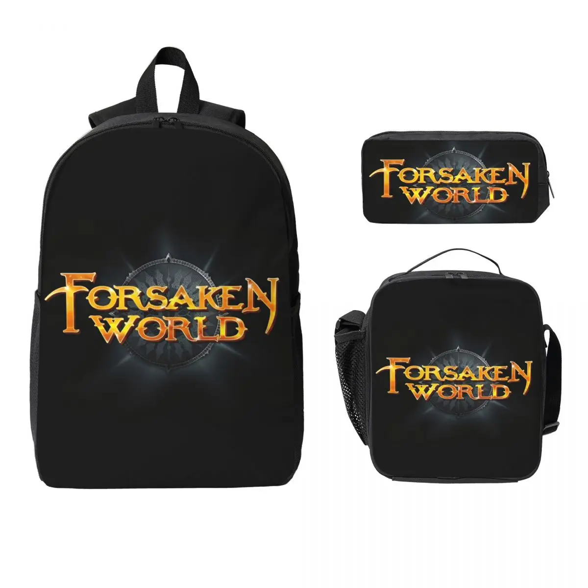 

3Pcs Forsakens World Video Game Backpack Set for Children Pen Bags Bookbag Sets with Lunch Box For School Students Daypack