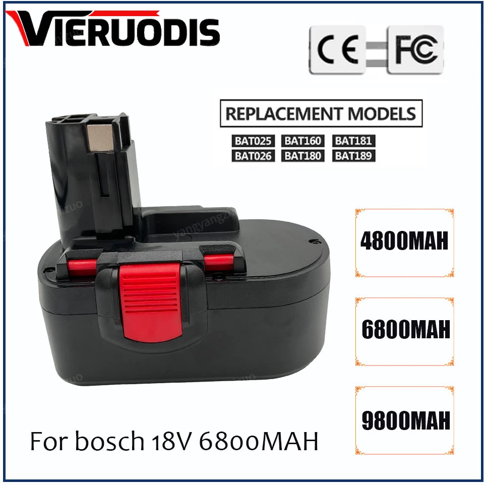 

Для Bosch 18 V 6.8AH 9.8AH ni-mh аккумуляторная батарея для Bosch BAT025 BAT026 BAT160 2607335735 2607335277 PSR18 VE-2 GSR18