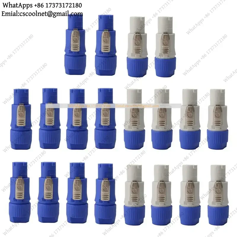 20PCS 3 Pin Male Power Plug 20A 250V AC Power Connector Blue Grey White Compatible for Powercon NAC3FCA