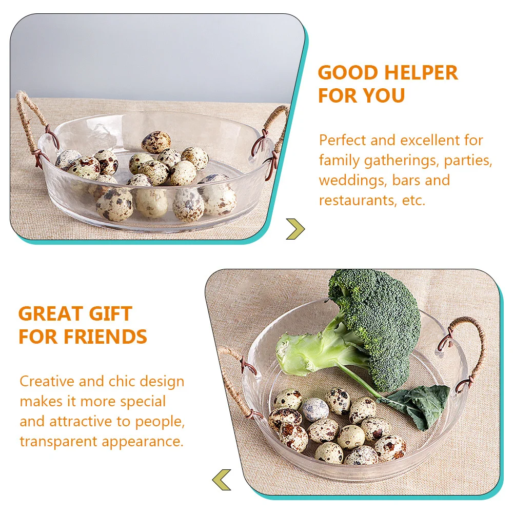 

Glass Dessert Bowl Binaural Handle Elegant Fashion Dinner Use Wide Range Applications Binaural Handle Glass Bowl