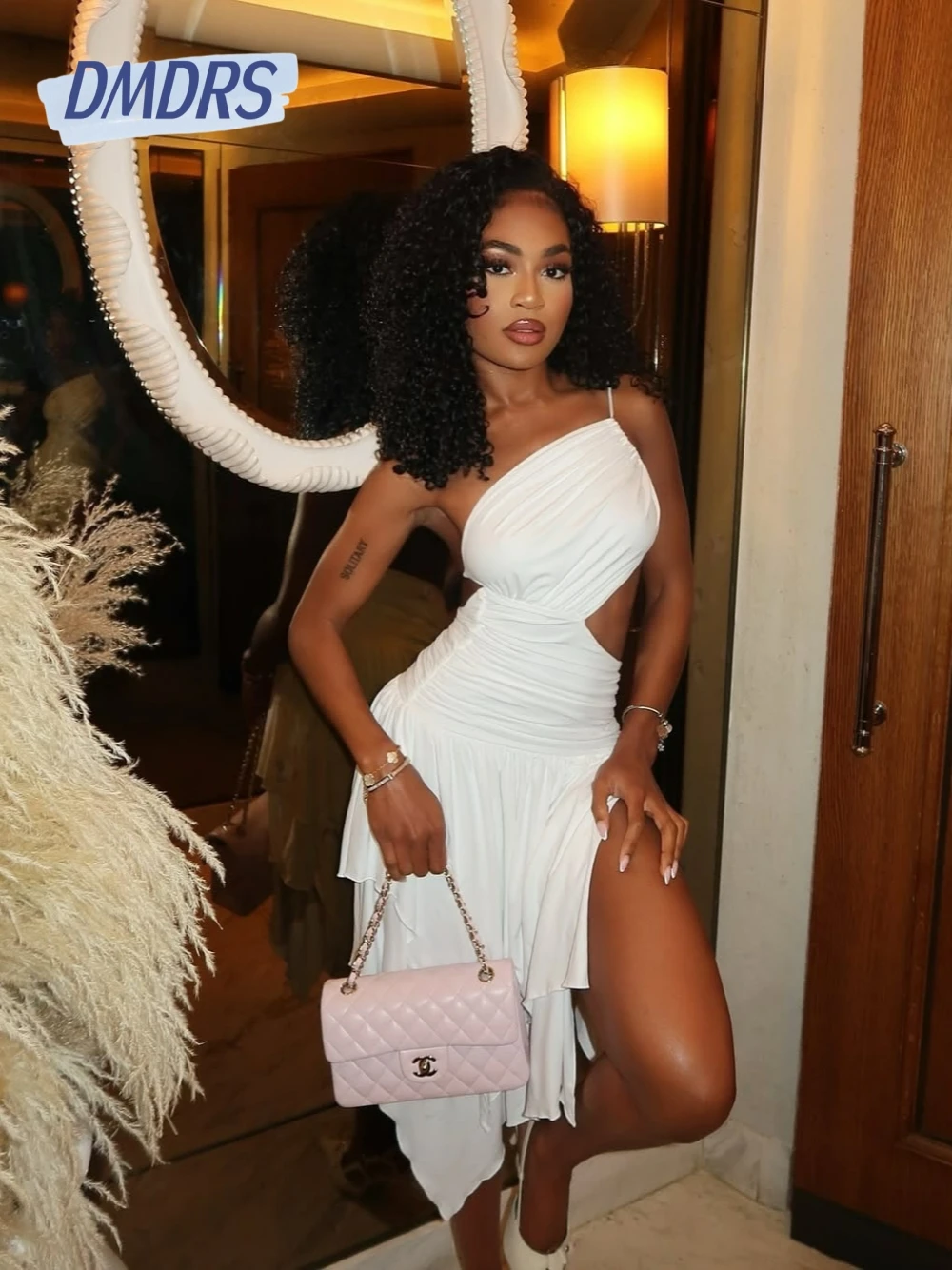 

White Cut Out Sexy Evening Dress Pleated Fashion Beach One Shoulder Party Prom Wear Women Simple Customized Modern High Quality