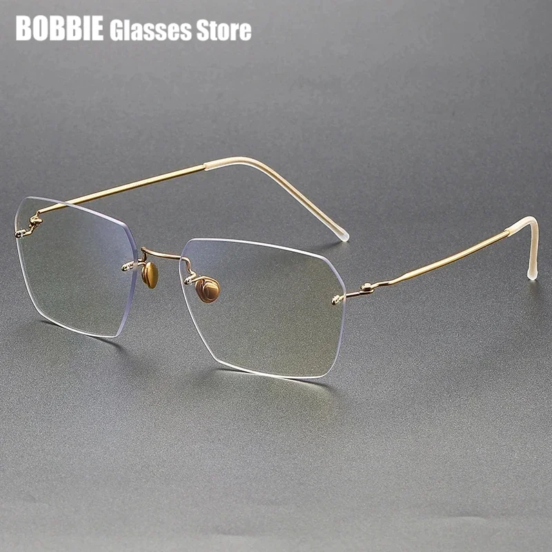 

Denmark Brand Fashion Big Rimless Glasses Frame Men Women Titanium Ultralight Thin Rim Eyeglasses Prescription Myopia Spectacles