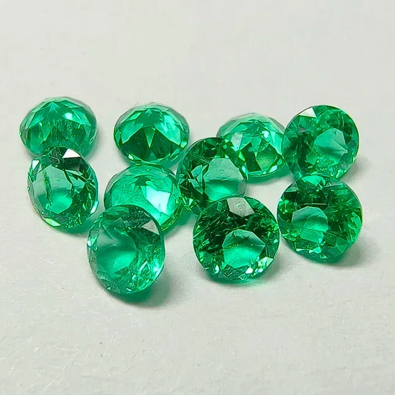 

Lab Grown Columbia Emerald Small Size Gemstone Hand-cut Round Shape Natural Color Charms Beads for Diy Jewelry Making Materials