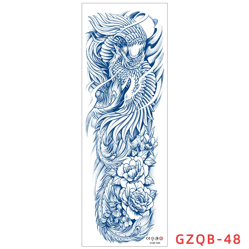 Herbal Full Arm Tattoo Sticker With Large Flower Arm And Flower Leg Semi Permanent 7-15 Day Juice Tattoos Sticker Size:155*465mm