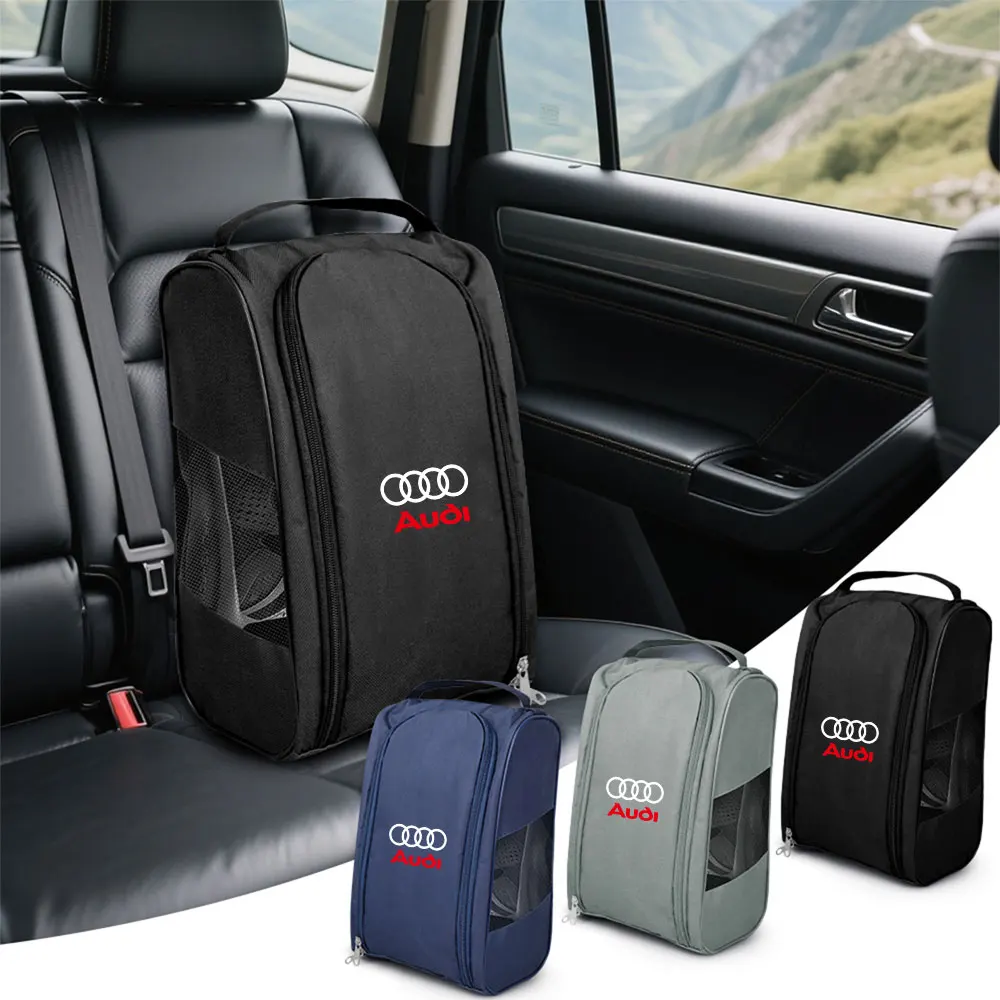 Image of Für Audi Sline RS TT S S3 S4 S5 S6 S7 S8 A3 A4 A5 A6 Q5 Q6 Q7 Quattro Q3 Q5 Auto-Logo Schuhaufbewahrungstasche Halter Auto-Zubehör