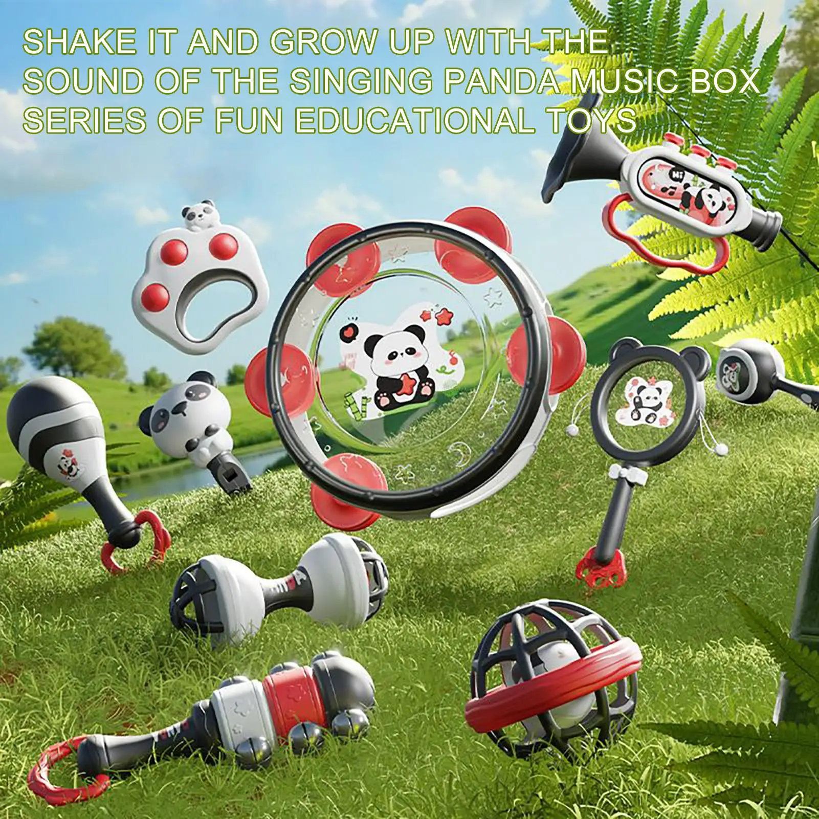 Sonajeros para bebé Panda, sonajeros de fácil agarre, instrumentos musicales, mordedor sensorial para jugar, desarrollo de la primera infancia, guardería
