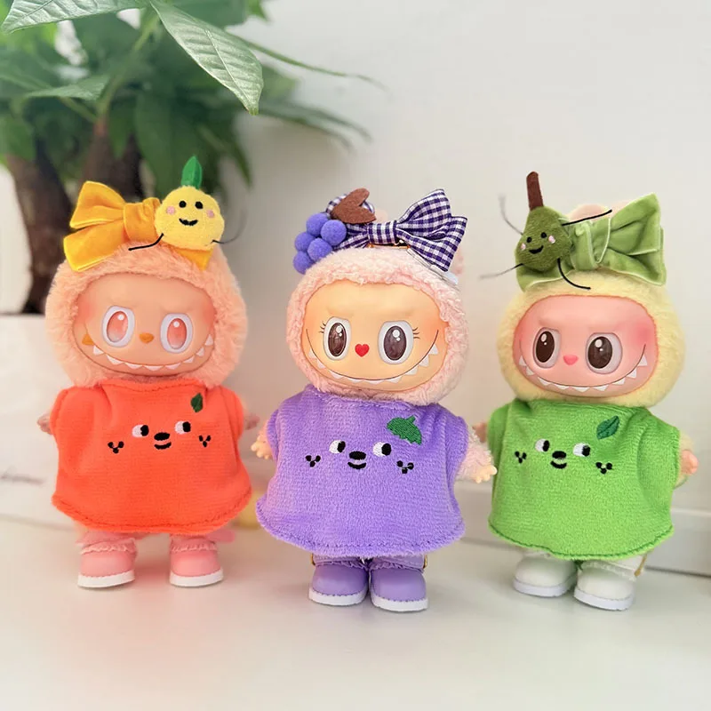 

17cm Labubu 1-3 Gen Doll Outfits | Fruit Batwing Top Set | Clothes for Labubu Pendants Accessories