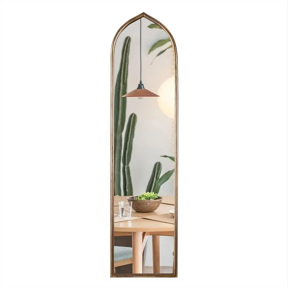 

Elegant 12x50 Inch Arched Gold Mirror for Slim Hallways and Entryways