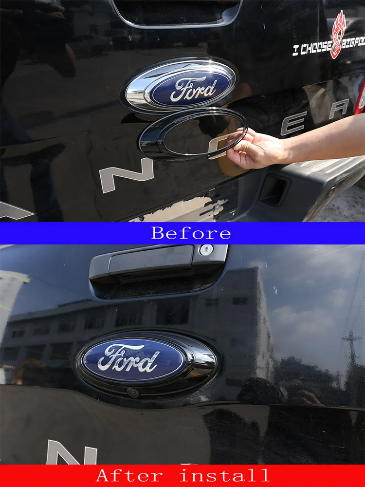 Für Ford Ranger Wildtrak T6 T7 T8 2015-2022 ABS Carbon Faser/Schwarz Auto Heckklappe Logo Abdeckung dekorative Aufkleber Auto Zubehör – Detail 1