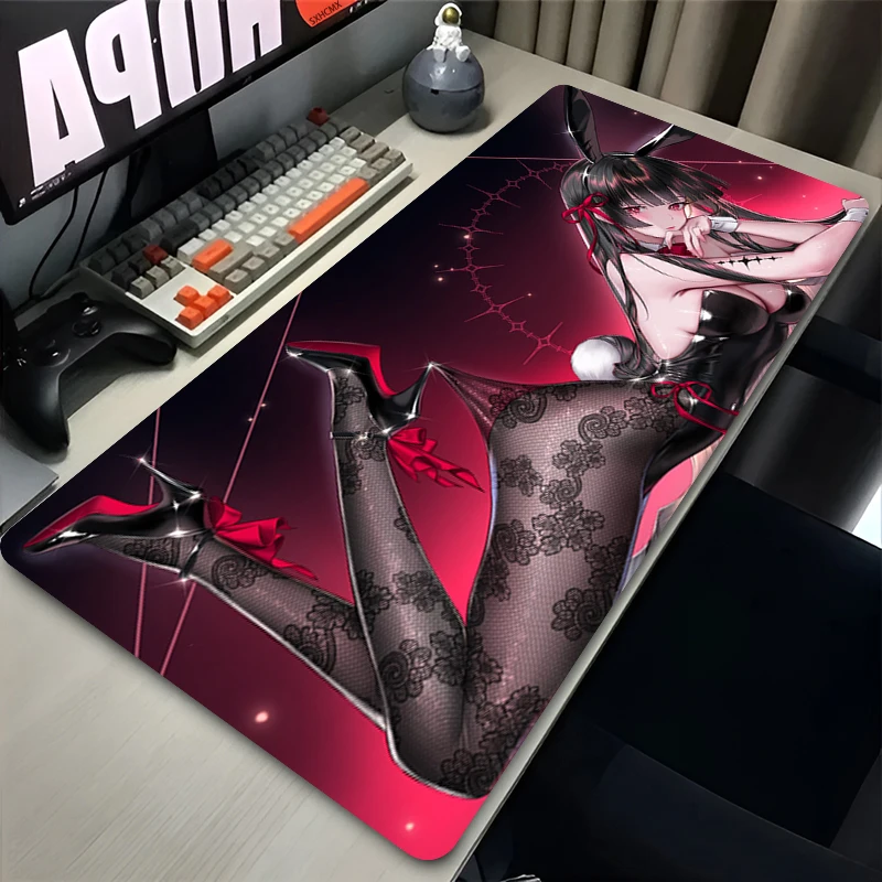 Large Speed Kawaii Cute Anime Girl Gaming Mouse Pad Non Slip Rubber Stitched Edge Oversized Desk Mat For PC Gamer Laptop Durable
