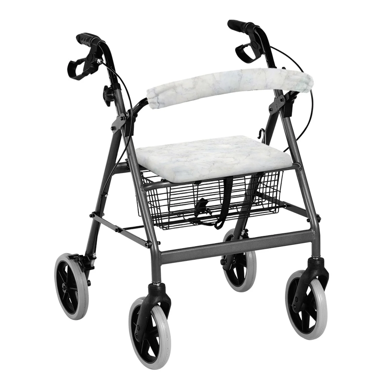 Coloranimal Grey Marble Design 2PCS Walker Cover Protective Cover Seat & Backrest Cover Set for Elderly Adults