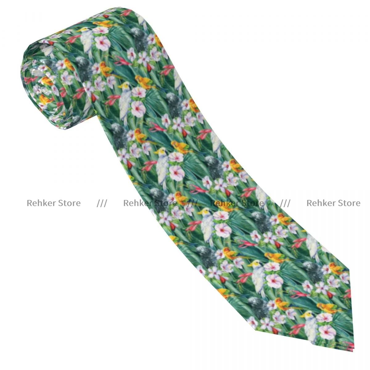 Classic Tie Men Neckties for Wedding Party Business Adult Neck Tie Casual Cockatoo Tropical Birds Parrots Tie