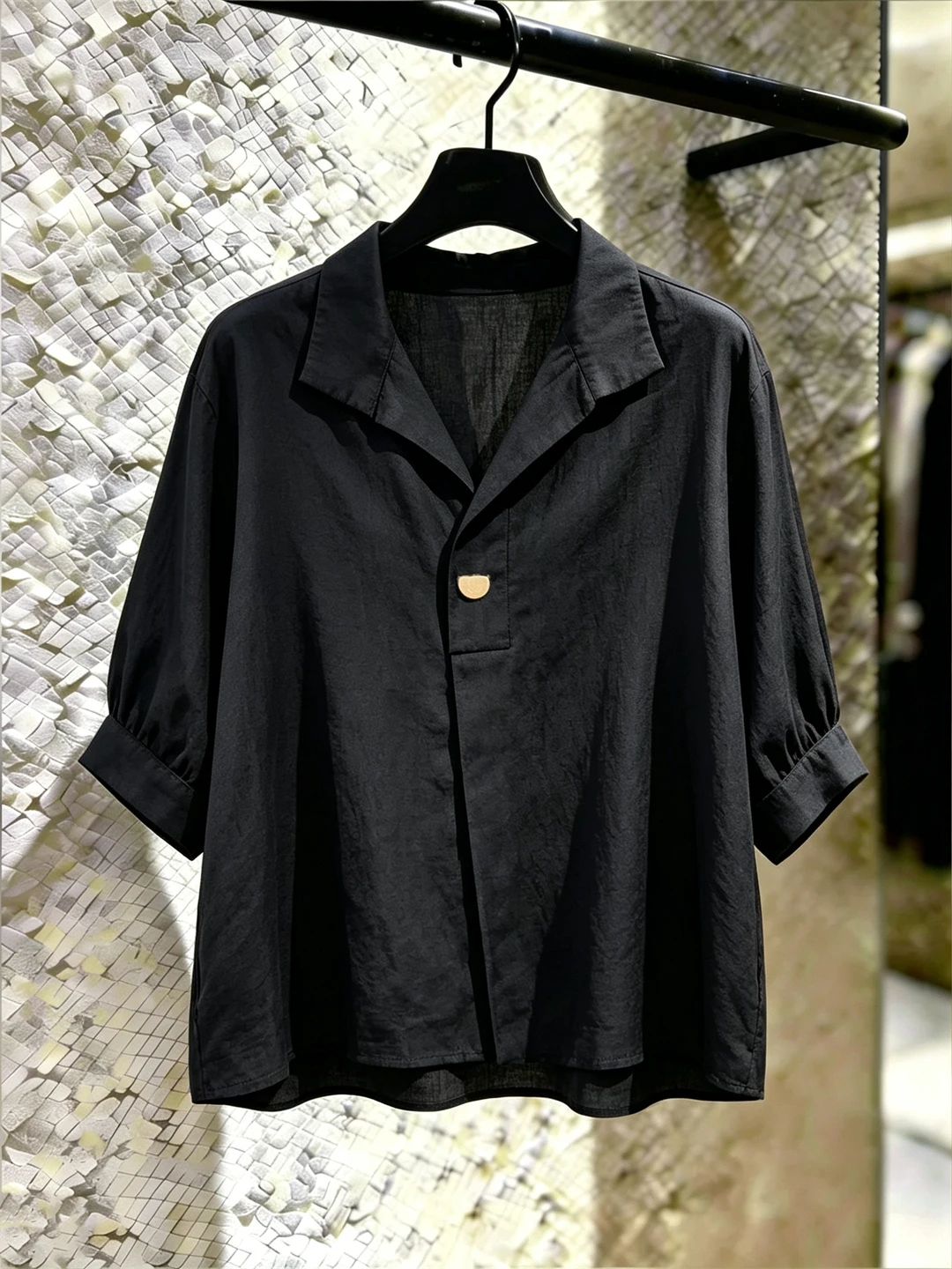Fashionable Short Sleeve Commuter Shirt Women's Stylish Slimming Top Korean Style Straight Cut Regular Length Pure Color