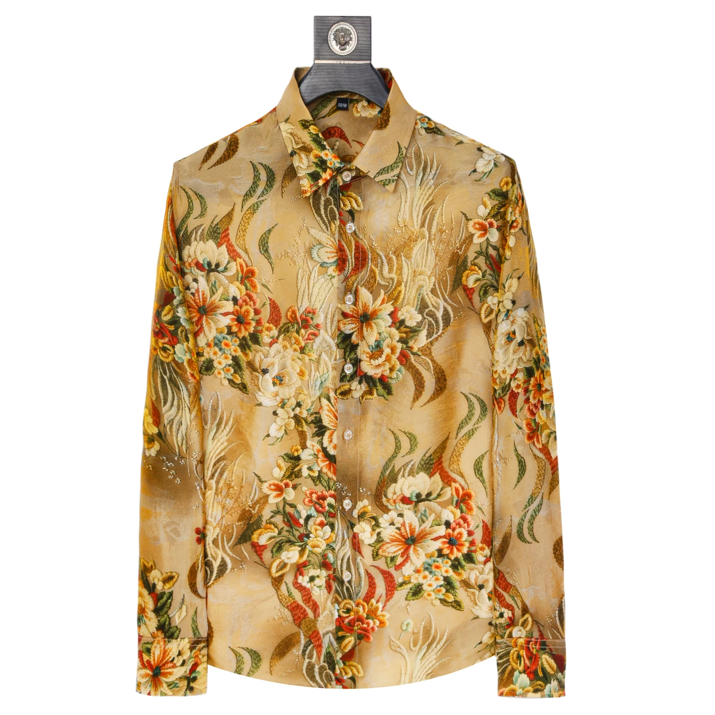 

2026 Spring Flower Printed Shirt Men Fashion Loose Casual Shirts Vintage Versatile Beach Vacation Hawaiian Shirt Streetwear Top