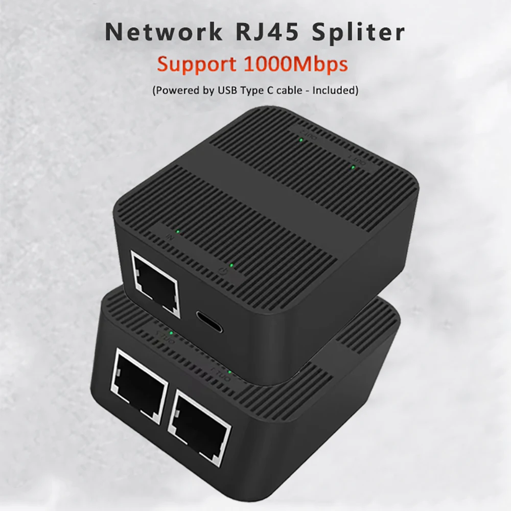 

1000Mbps Ethernet Switch Splitter Adapter RJ45 1 To 2 LAN Cable Extender Works At The Same Time for Computer TV Box Router