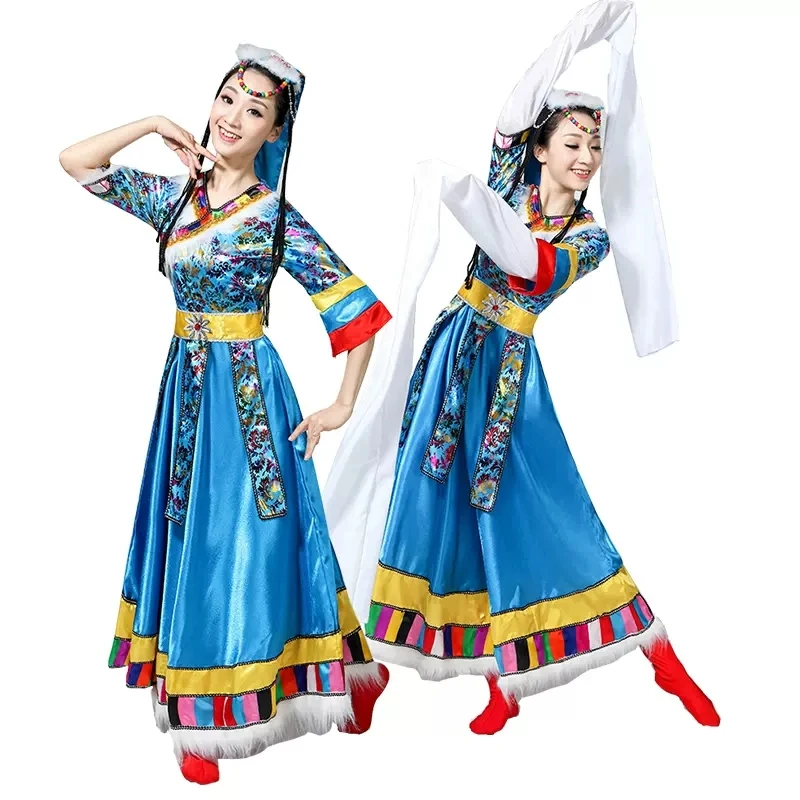 Tibetan dance costume performance costume women\'s suit national costume large swing skirt Xinjiang Mongolian performance costume