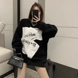 Womens Clothing Black Vintage Street Sweatshirt Hoodie Letter Printing Long Sleeves Casual Warm Baggy Ladies Tops Autumn