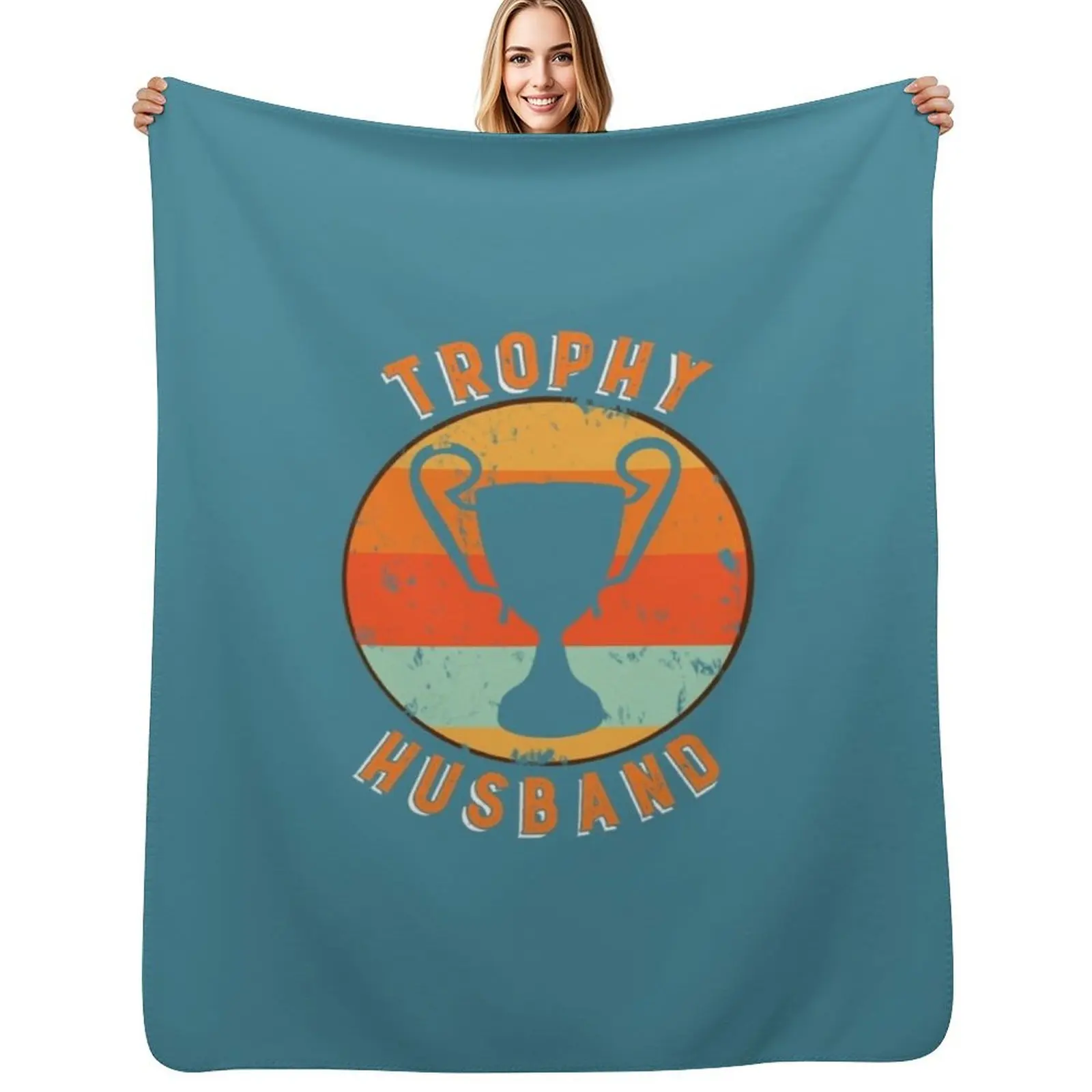 

Trophy Husband Retro Throw Blanket Plush Fuzzy Cozy Blanket for Couch Sofa