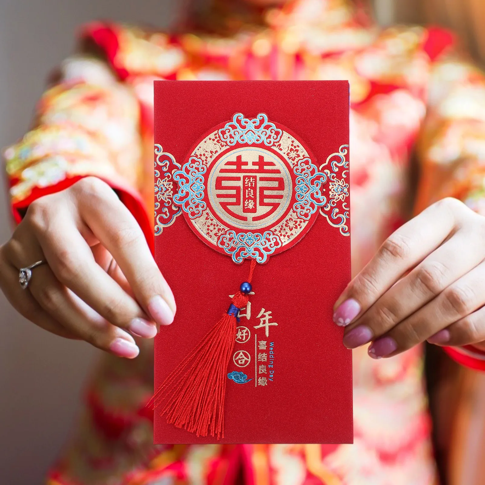

12Pcs Chinese Wedding Red Envelopes Lucky Red Packet Paper Money Bags for Marriage Ceremony Traditional Hongbao Gift