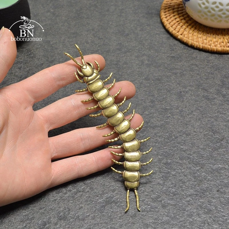 Ancient Copper Movable Centipede Ornament Desk Decorations Accessories Crafts Simulation Animal Toy Figurines Miniatures Tea Pet