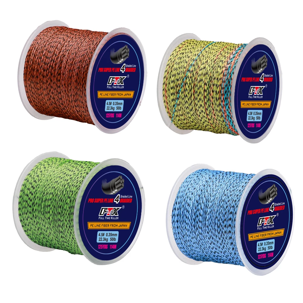 FISH KING 114M Braided Wire PE Braided Fishing 125Yards 0.16mm-0.35mm 20LB-50LB Line Multifilament Fiber Line for Saltwater