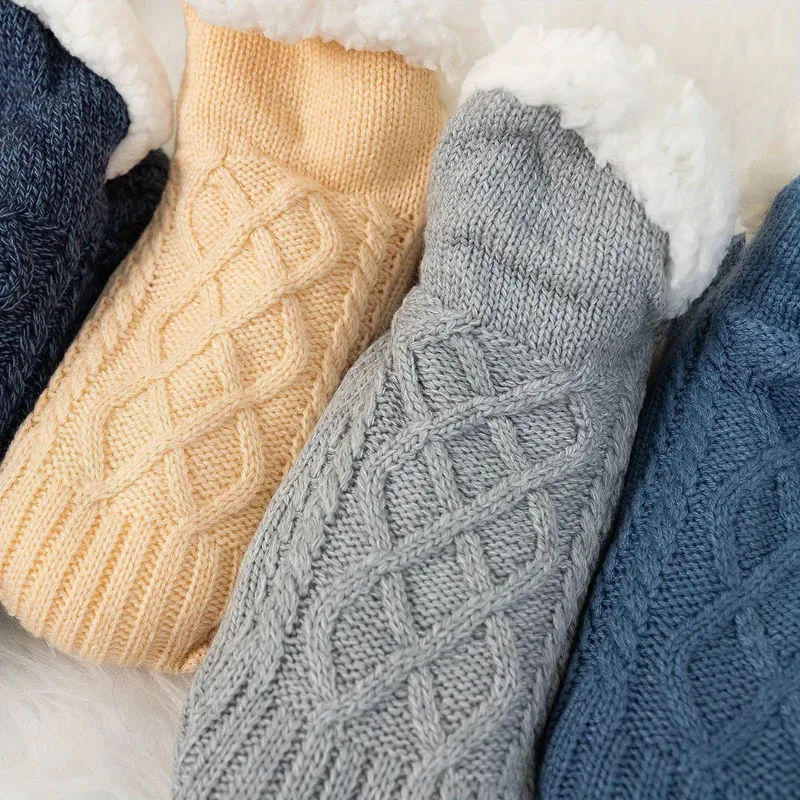 1 Pair New Woman Slipper Socks Winter Warm Short Cotton Thicken Home Sleeping Soft Non Slip Grip Fuzzy Floor Socks