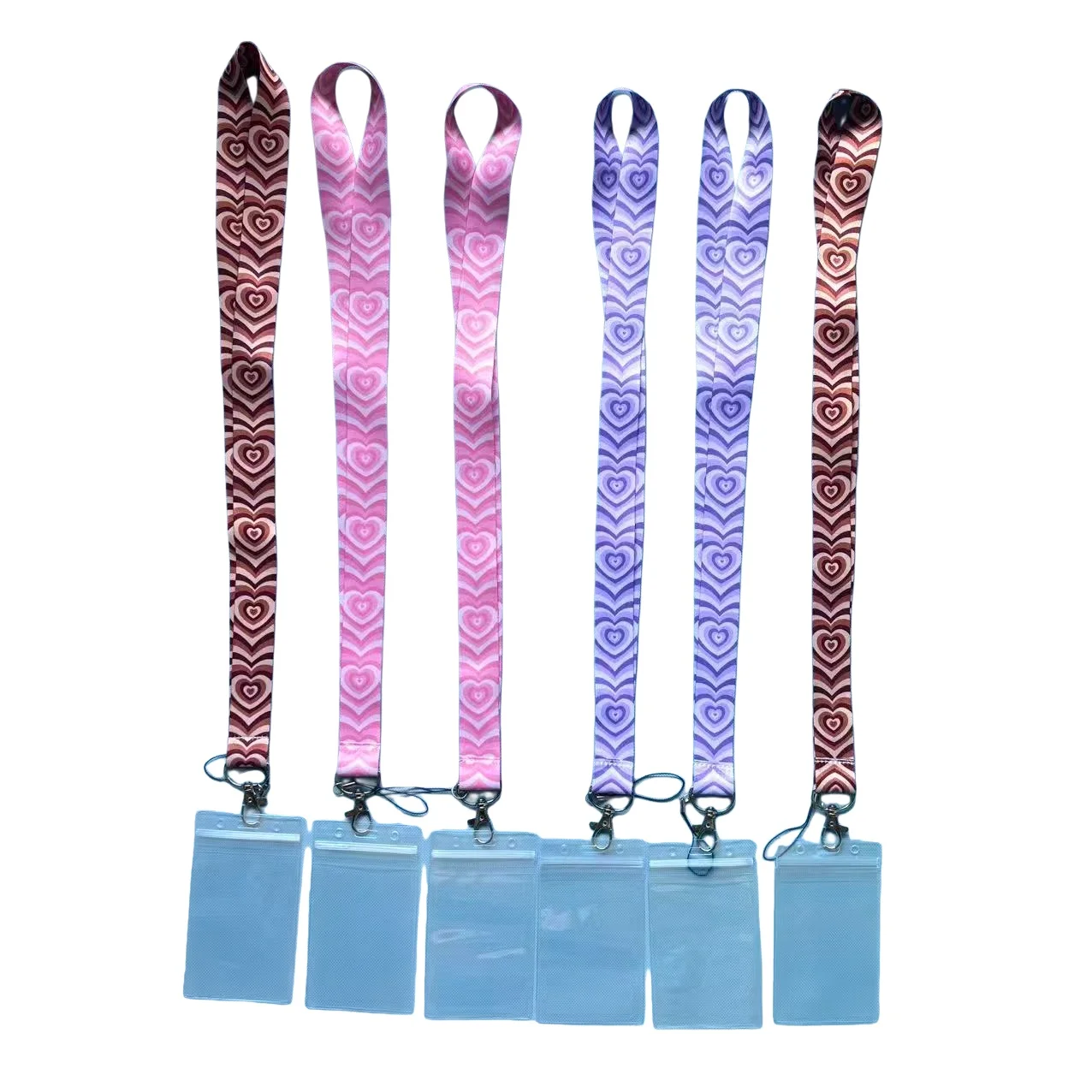 2 Heart-Shaped Id Lanyards, Office Name Tags, Event Passes - Durable Pvc, Yellow, Purple, Pink, Perfect for Teachers, Nurses, Students
