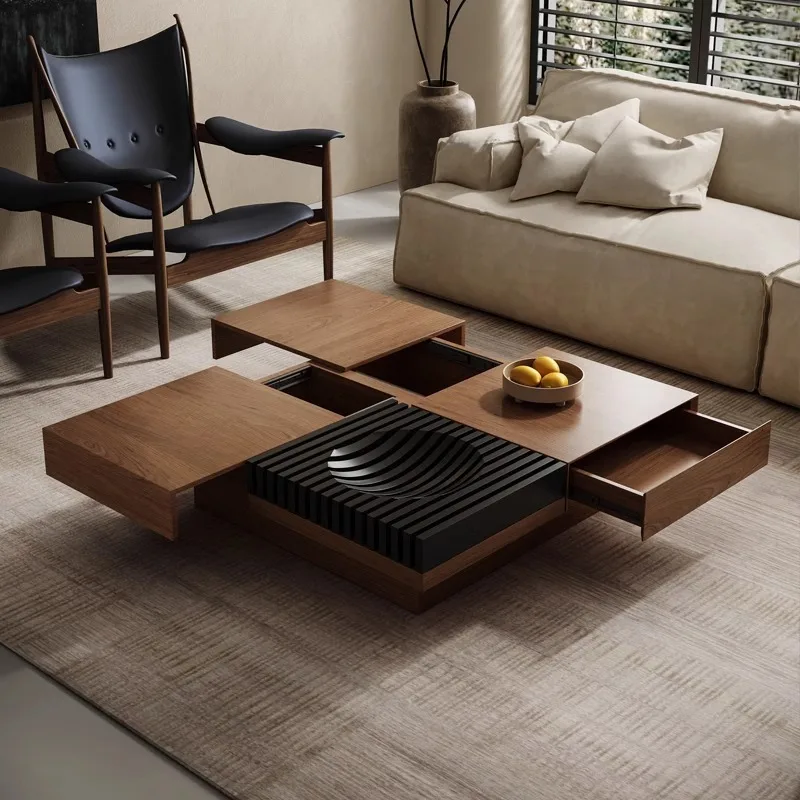 Vintage style coffee table wooden frame coffee table with drawers living room