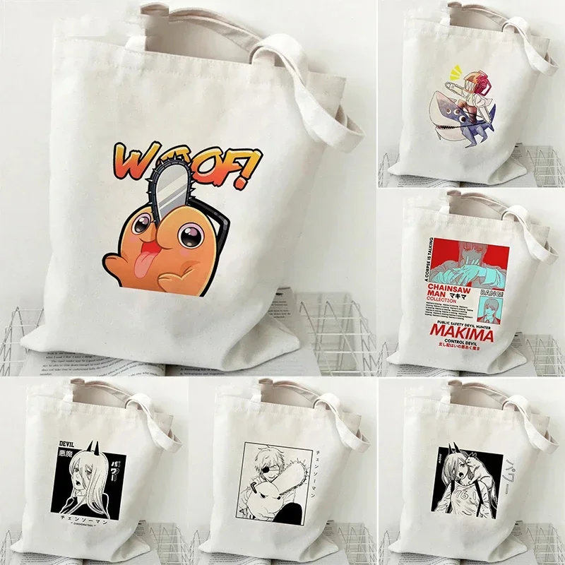 Chainsaw Man Shopping Bag Shopper Shopper Tote Bolsas De Tela Bolsa Bag Bolsa Compra String Sac Cabas Boodschappentas Sac Toile