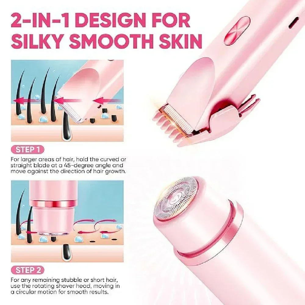Electric Shaver for Women Electric Razor for Womens Bikini Legs Underarm Public Hairs Rechargeable Trimmer with Detachable Head