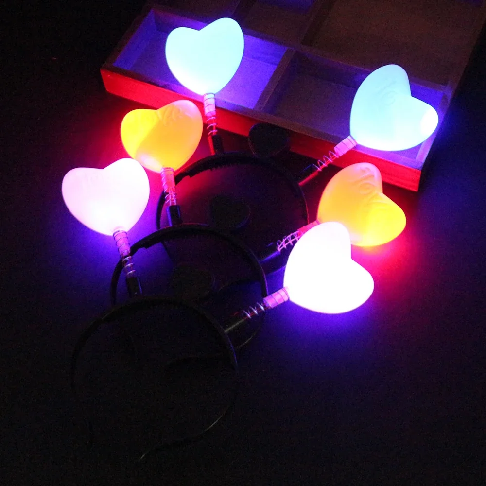 Love Heart Flash Light  Hairwear Head Band For   Party Gifts Toy Birthday Cosplay Luminous Halloween