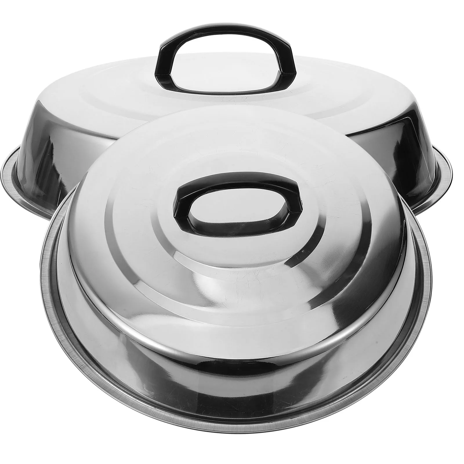 

2Pcs 32cm 34cm Baking Tray Accessories Stainless Steel Food Cover BBQ Plate Protector Kitchen Gadget Round Tray Lid Griddle