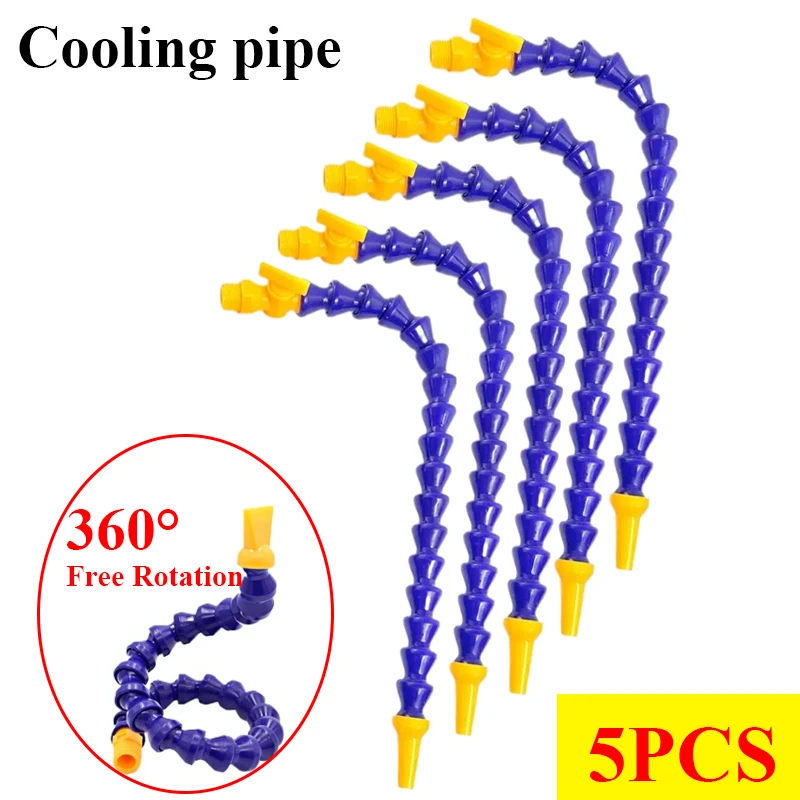 5PCS 1/4 3/8 1/2 Male 300 400 500mm Plastic Flexible Water Oil Coolant Tube Hose With Nozzle For CNC Milling Lathe Cooling Pipe