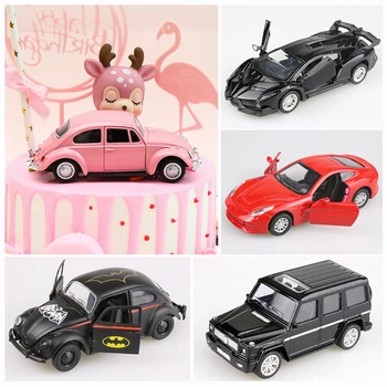 Takara tomy 1:32 modelos de carro de liga de desenho animado, ornamentos, anime, hello kitty, homem aranha, lamborghini, decoração de carros, brinquedos infantis, presentes para meninos