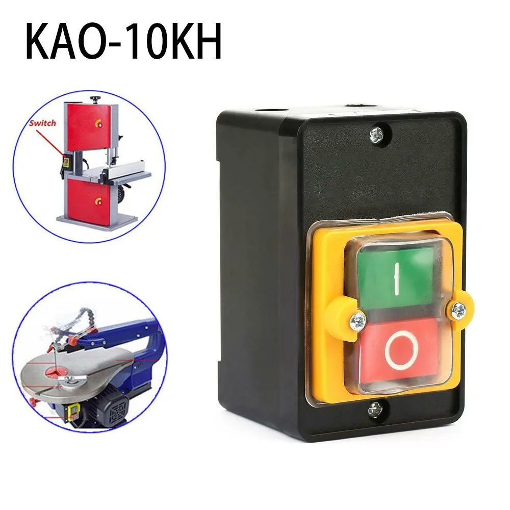 New Switch Motor ON OFF Parts Push Button Replacement Water Proof Fit For 10A AC 220/380V Green And Red Machine Drill