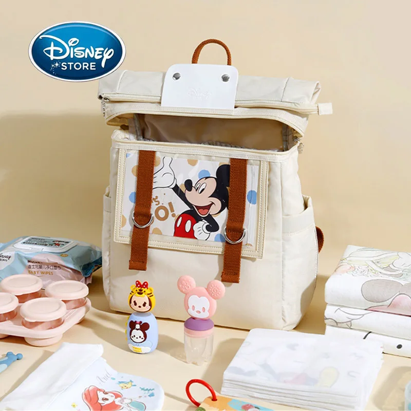 Disney Flap Large Opening Mommy Backpack Baby Diaper Bag For Mom Travel Baby Outdoor Storage Bag Pocket Stroller Straps