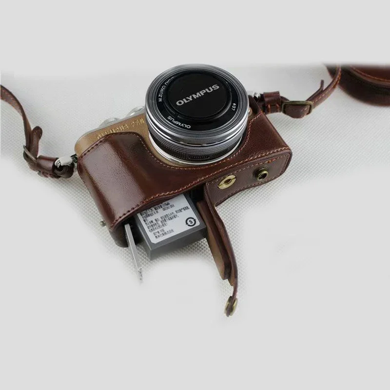 Pu Leather case Camera bag For Olympus PEN EPL9 E-PL9 E-PL10 14-42EZmm 12-32 Camera protective cover shell With strap Mini Pouch