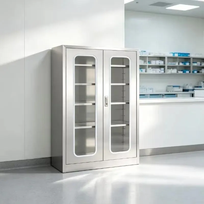 for Custom 304 stainless steel medical apparatus cabinet with 4 adjustable shelves and glazing for hospital laboratories