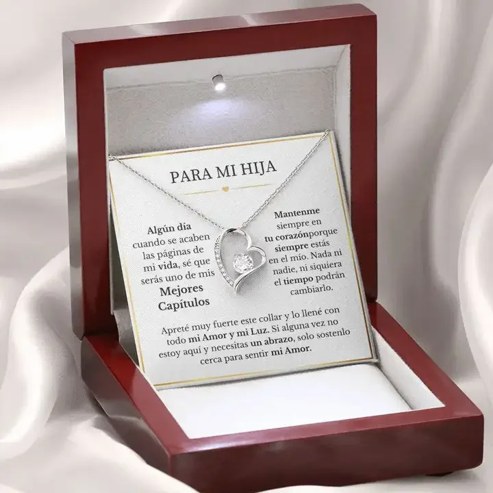 Para Mi Hija Collar De Amor Eterno To My Daughter Gift Chain Necklace Birthday Women Girl Love Heart Pendant Necklaces