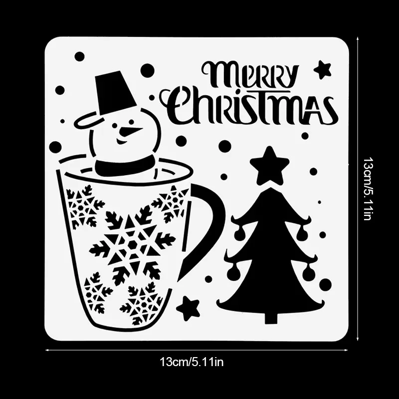 10 Pcs Christmas Drawing Stencil Templates DIY Wall Window Floor Decor Embossing Paper Card