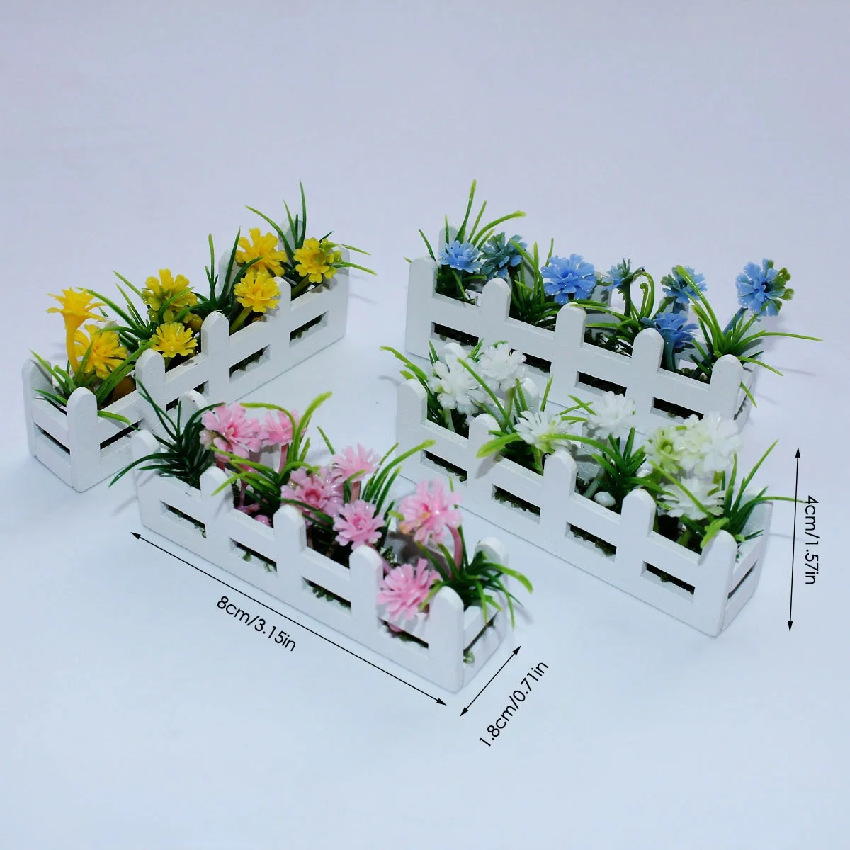 1pc Miniature Fence Flower Set, Simulated Flower Decoration, Mini Potted Home Decoration, Photo Prop Model