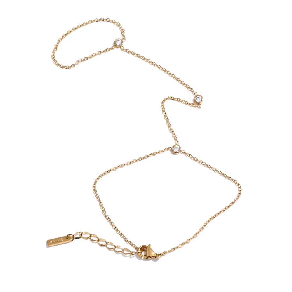 Yhpup Hot Stijl Zirconia Ronde Achterkant van de Hand Ketting Vinger Armband Roestvrij Staal Chique Mode-sieraden Groothandel 2025 Nieuw