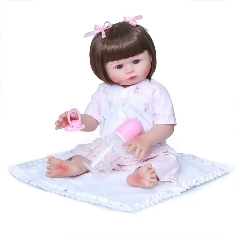 

47cm Realistic for Doll Full Soft Toddler Babies Blue Eye Girl Accompany Toy Birthday Christmas Gifts