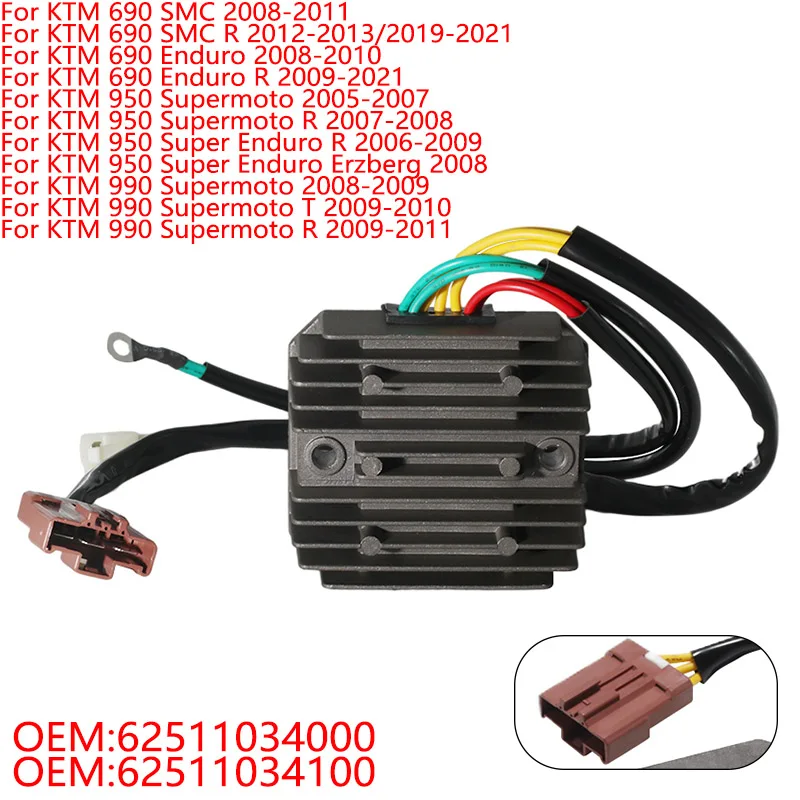 

Motorcycle Voltage Regulator Rectifier For KTM 690 990 950 SMC R Enduro Supermoto Super T 62511034100 62511034000 Accessories